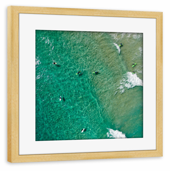 Poster mit Rahmen kiefer "Surfschule" artboxONE - Natur,Reise,Menschen,Reise / Strand und Meer,Sport