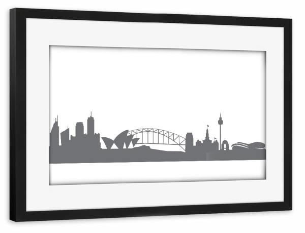 Poster mit Rahmen schwarz "Sydney 02 Monochrom" artboxONE - Städte,Reise,Abstrakt,Schwarzweiß,Architektur,Reise / Länder,Städte / Sydney