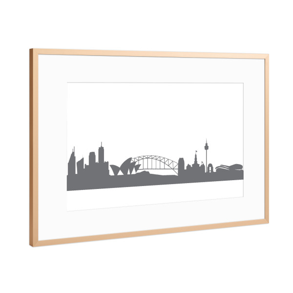 Poster mit Rahmen Kupfer "Sydney 02 Monochrom" artboxONE - Städte,Reise,Abstrakt,Schwarzweiß,Architektur,Reise / Länder,Städte / Sydney