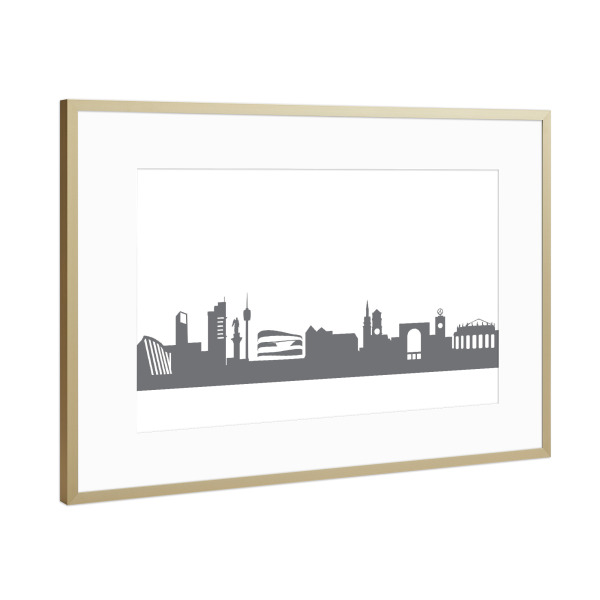 Poster mit Rahmen Gold "Stuttgart 02 Monochrom" artboxONE - Städte,Abstrakt,Schwarzweiß,Architektur,Reise / Länder,Städte / Stuttgart