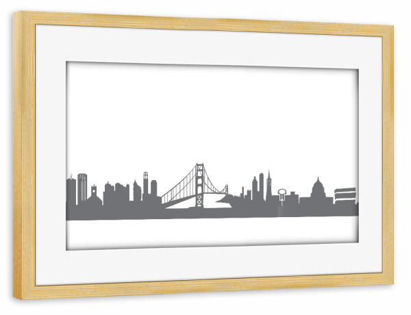 Poster mit Rahmen kiefer "San Francisco 02 Monochrom" artboxONE - Städte,Reise,Abstrakt,Schwarzweiß,Architektur,Reise / Länder,Städte / San Francisco