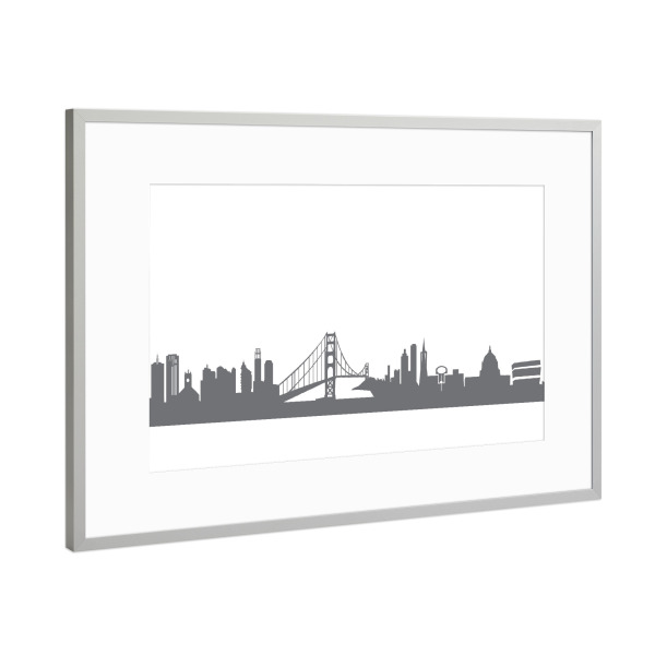 Poster mit Rahmen Silber "San Francisco 02 Monochrom" artboxONE - Städte,Reise,Abstrakt,Schwarzweiß,Architektur,Reise / Länder,Städte / San Francisco