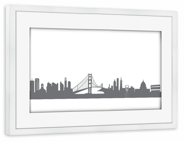 Poster mit Rahmen weiß "San Francisco 02 Monochrom" artboxONE - Städte,Reise,Abstrakt,Schwarzweiß,Architektur,Reise / Länder,Städte / San Francisco