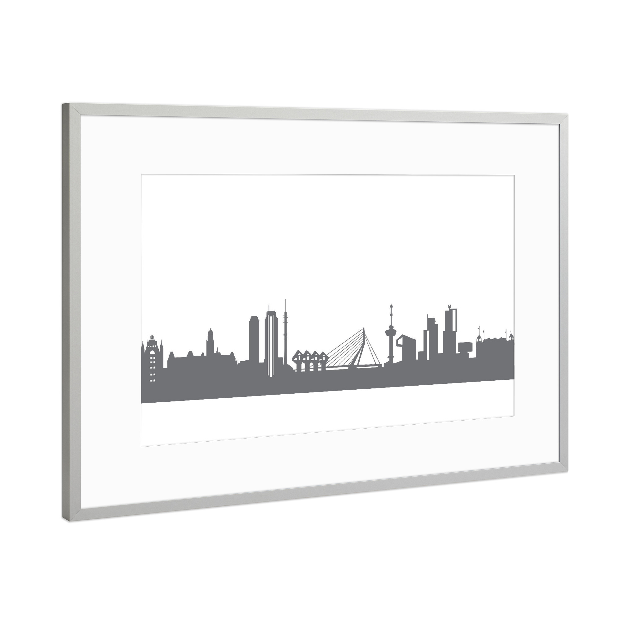 Poster mit Rahmen Silber "Rotterdam 02 Monochrom" artboxONE - Städte,Reise,Abstrakt,Schwarzweiß,Architektur,Reise / Länder