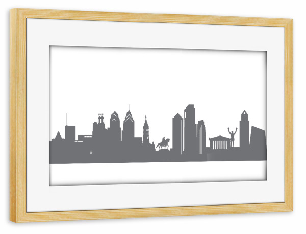 Poster mit Rahmen kiefer "Philadelphia 02 Monochrom" artboxONE - Städte,Reise,Abstrakt,Schwarzweiß,Architektur,Reise / Länder