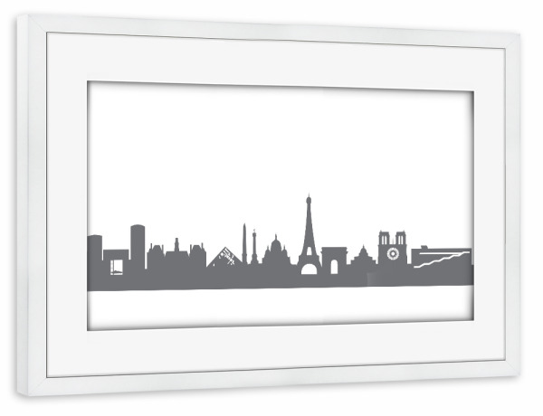 Poster mit Rahmen weiß "Paris 02 Monochrom" artboxONE - Städte,Reise,Abstrakt,Schwarzweiß,Architektur,Städte / Paris,Reise / Länder