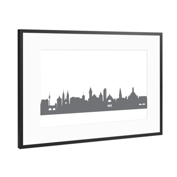 Poster mit Rahmen Schwarz (Metallic) "Nürnberg 02 Monochrom" artboxONE - Städte,Reise,Abstrakt,Schwarzweiß,Architektur,Reise / Länder