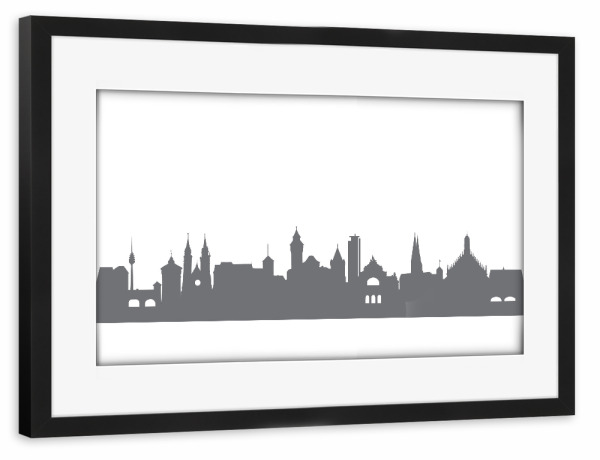 Poster mit Rahmen schwarz "Nürnberg 02 Monochrom" artboxONE - Städte,Reise,Abstrakt,Schwarzweiß,Architektur,Reise / Länder