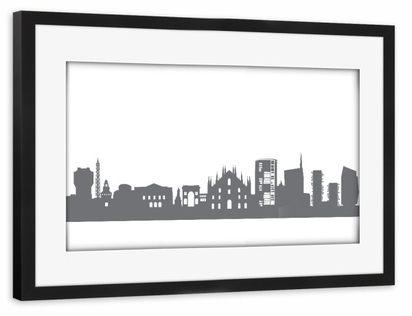 Poster mit Rahmen schwarz "Mailand 02 Monochrom" artboxONE - Städte,Abstrakt,Schwarzweiß,Architektur,Reise / Länder,Städte / Mailand