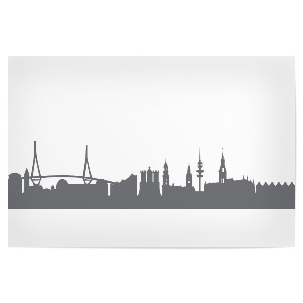 Poster 30x20 cm "Hamburg 02 Monochrom Schiefergrau" artboxONE - Städte,Städte / Hamburg,Reise,Abstrakt,Schwarzweiß,Architektur,Reise / Länder