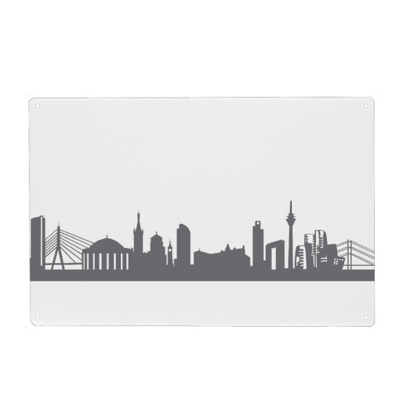 Metall Poster "Düsseldorf 02 Monochrom Schiefergrau" artboxONE - Städte,Reise,Abstrakt,Schwarzweiß,Architektur,Städte / Düsseldorf,Reise / Länder