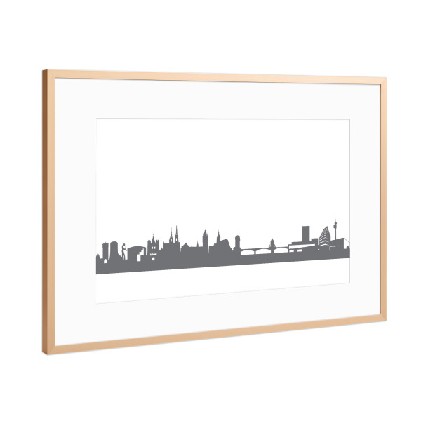 Poster mit Rahmen Kupfer "Basel 02 Monochrom Schiefergrau" artboxONE - Städte,Reise,Schwarzweiß,Architektur,Reise / Länder