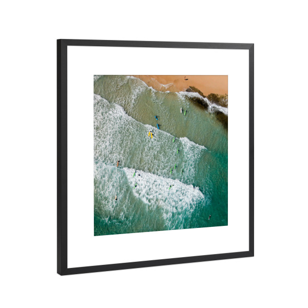 Poster mit Rahmen Schwarz (Metallic) "Surfunterricht 2" artboxONE - Natur,Reise,Menschen,Reise / Strand und Meer,Sport