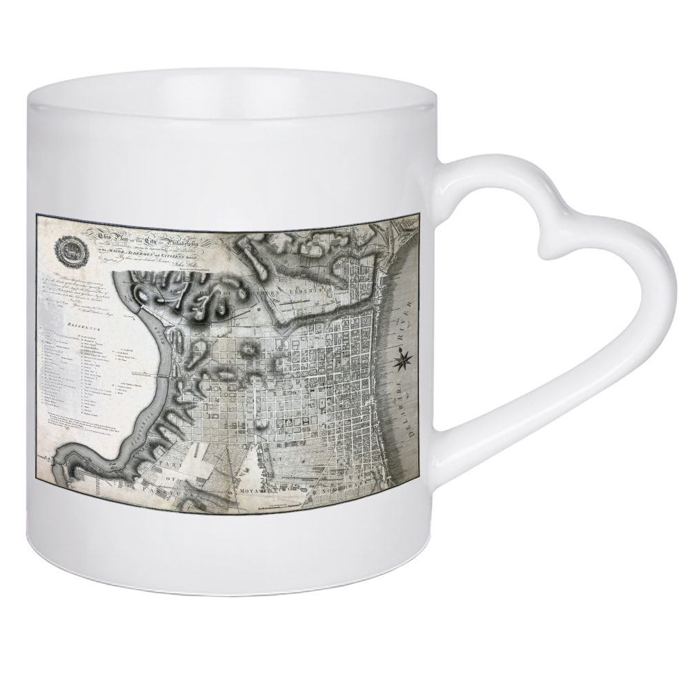 Herztasse "Plan of the city of Philadelphia" artboxONE - Kartografie - Karte,Plan,Jahrgang,Antik,Retro,Alt,Karten