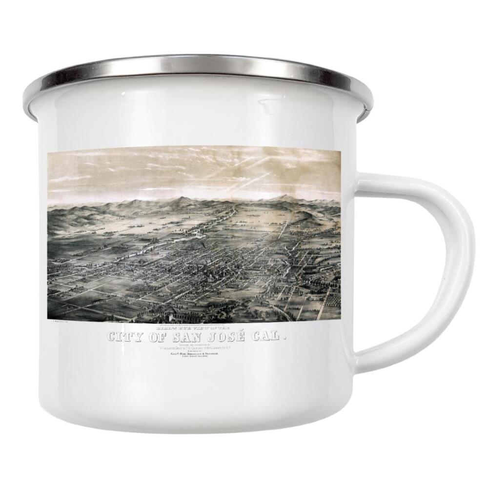 Emaille Tasse "Alte Karte von San Jose" artboxONE - Kartografie - Karte,Plan,Antik,Retro,Alt,Karten,Karte der welt,Illustration,Kalifornien