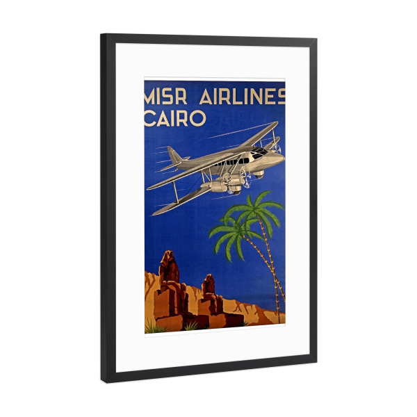 Poster mit Rahmen Schwarz (Metallic) "Egypt Poster Vintage Travel Art Print" artboxONE - Reise,Retro