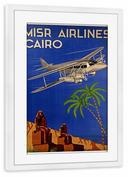 Poster mit Rahmen weiß "Egypt Poster Vintage Travel Art Print" artboxONE - Reise,Retro