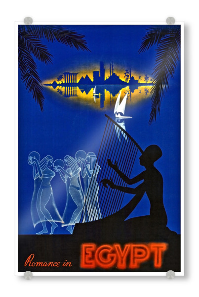 Acrylglasbild "Egypt Art Vintage Romance Travel Poster Print" artboxONE - Reise
