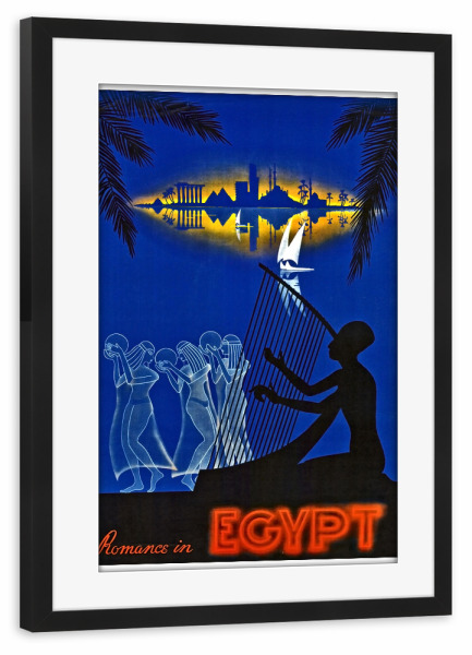 Poster mit Rahmen schwarz "Egypt Art Vintage Romance Travel Poster Print" artboxONE - Reise
