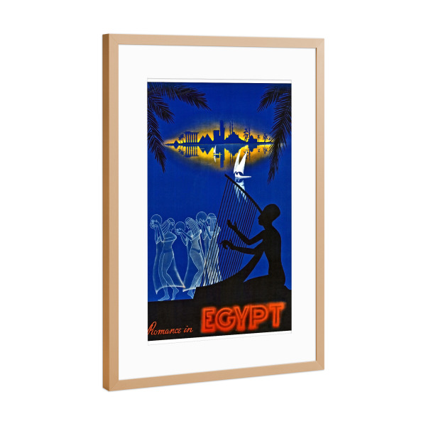 Poster mit Rahmen Kupfer "Egypt Art Vintage Romance Travel Poster Print" artboxONE - Reise