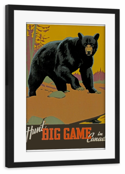 Poster mit Rahmen schwarz "Canada Hunting Vintage Travel Poster Art" artboxONE - Reise,Sport,Retro