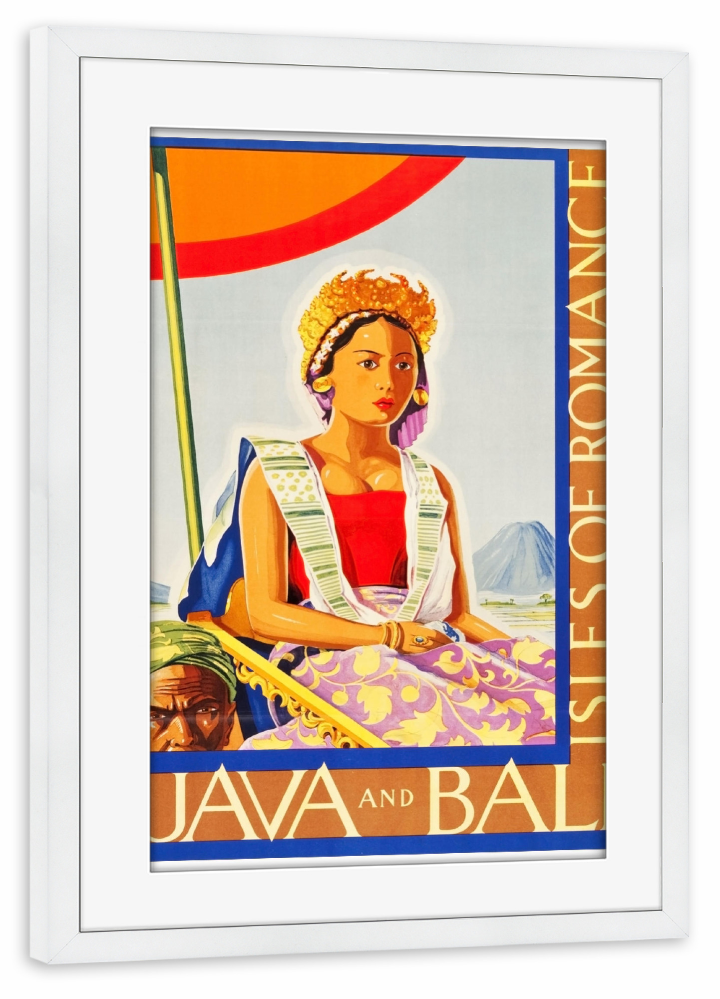 Poster mit Rahmen weiß "Java Art Bali Vintage Travel Poster Home Decor Print" artboxONE - Reise