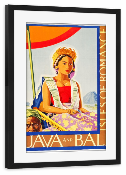 Poster mit Rahmen schwarz "Java Art Bali Vintage Travel Poster Home Decor Print" artboxONE - Reise