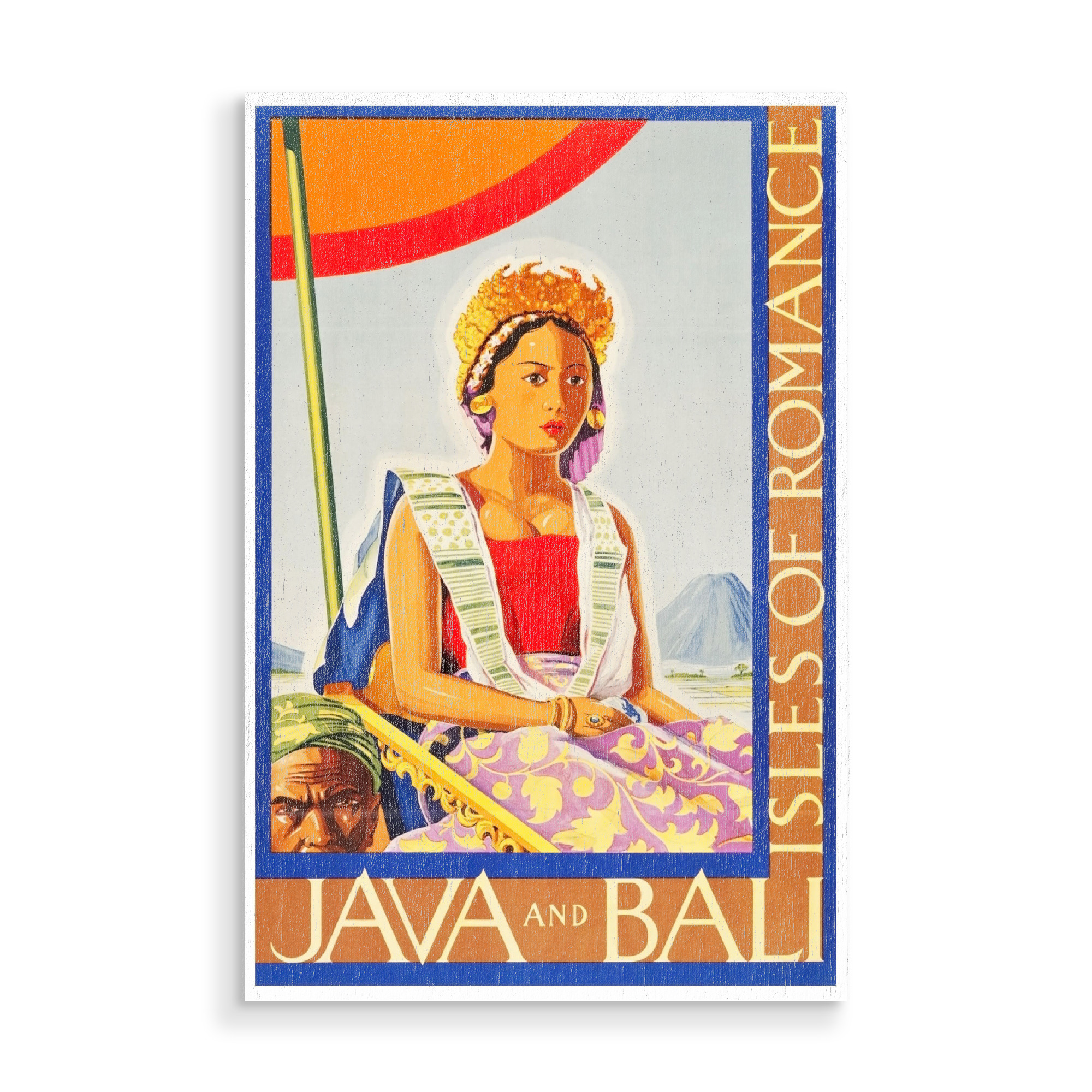 Holzbild "Java Art Bali Vintage Travel Poster Home Decor Print" artboxONE - Reise