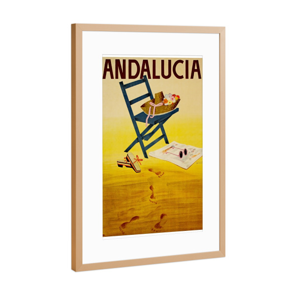 Poster mit Rahmen Kupfer "Andalusia Spain Vintage Travel Poster Art" artboxONE - Reise
