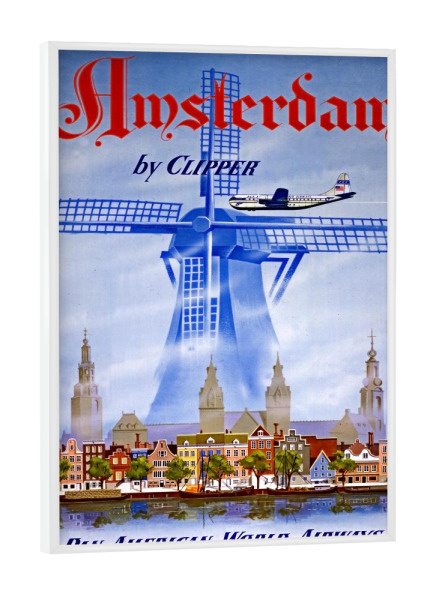 Poster mit weißem Rahmen "Amsterdam Art Netherlands Travel Poster Print" artboxONE - Reise