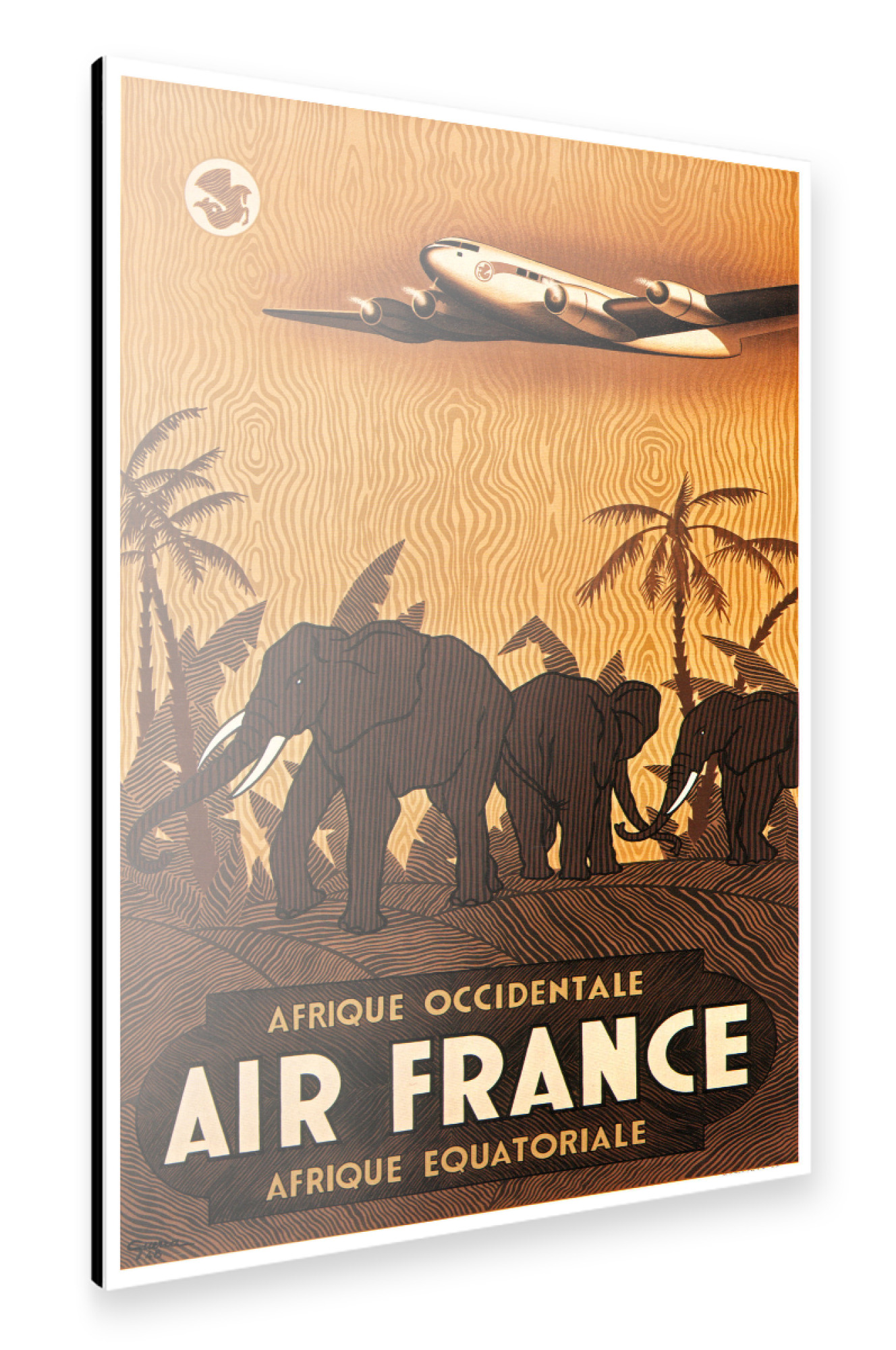 Alu-Dibond "Africa Elephants Travel Poster Art Print" 30x20 cm artboxONE