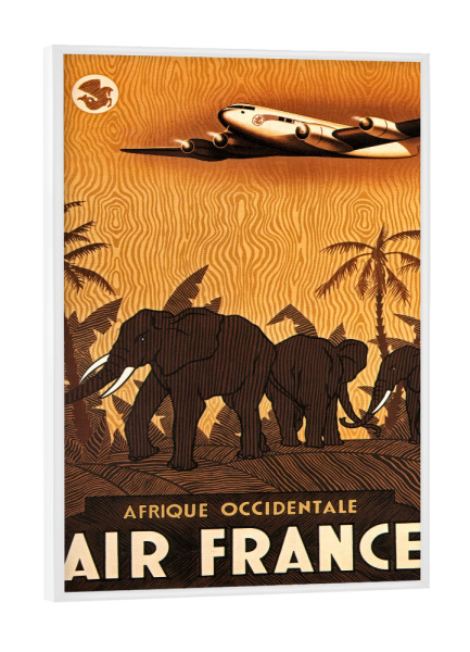 Poster mit weißem Rahmen "Africa Elephants Travel Poster Art Print" artboxONE - Reise