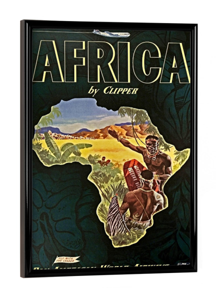 Poster mit schwarzem Rahmen "Art Africa Vintage Travel Poster Print" artboxONE - Reise
