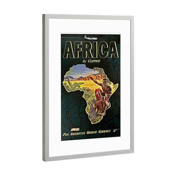 Poster mit Rahmen Silber "Art Africa Vintage Travel Poster Print" artboxONE - Reise
