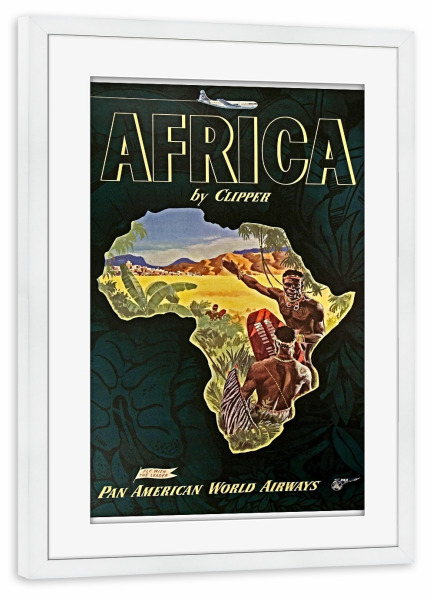 Poster mit Rahmen weiß "Art Africa Vintage Travel Poster Print" artboxONE - Reise