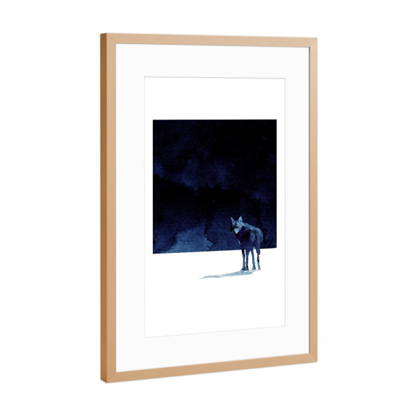 Poster mit Rahmen Kupfer "I'm going back" artboxONE - Tiere - Wolf