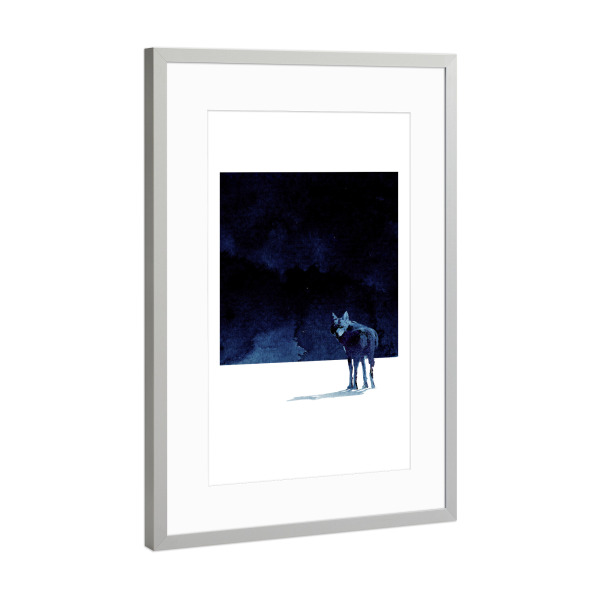 Poster mit Rahmen Silber "I'm going back" artboxONE - Tiere - Wolf