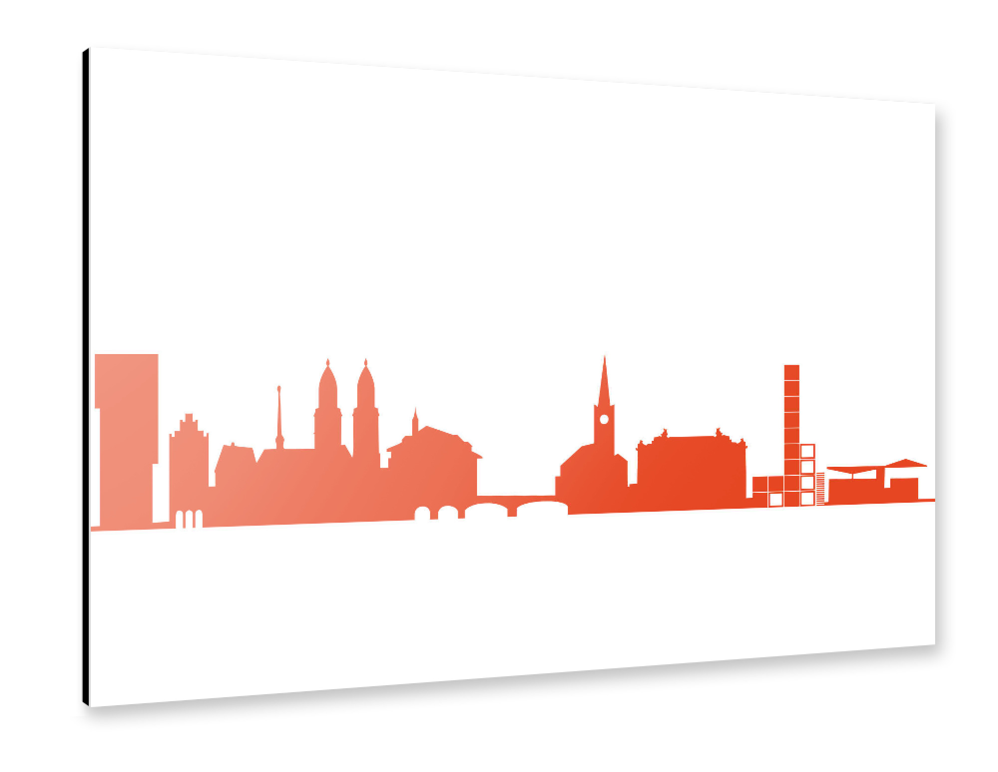 Alu-Dibond "ZÜRICH 03 Monochrom Tangerine" 30x20 cm artboxONE