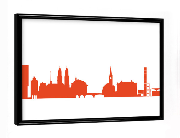 Poster mit schwarzem Rahmen "ZÜRICH 03 Monochrom Tangerine" artboxONE - Städte,Reise,Abstrakt,Architektur,Reise / Länder,Städte / Zürich