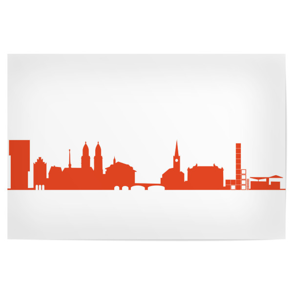 Poster 30x20 cm "ZÜRICH 03 Monochrom Tangerine" artboxONE - Städte,Reise,Abstrakt,Architektur,Reise / Länder,Städte / Zürich