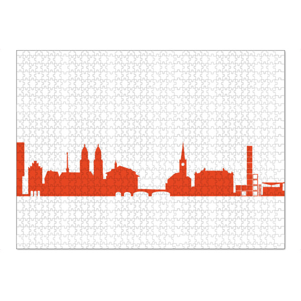 Puzzle Ravensburger "ZÜRICH 03 Monochrom Tangerine" artboxONE - Städte,Reise,Abstrakt,Architektur,Reise / Länder,Städte / Zürich