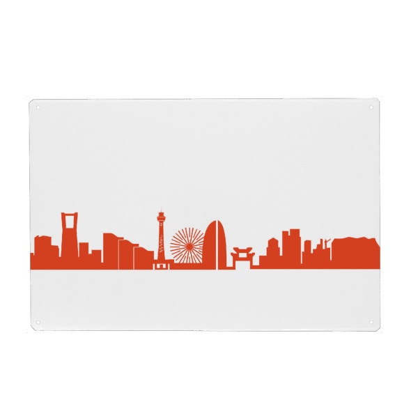 Holzbild "YOKOHAMA 03 Monochrom Tangerine" artboxONE - Städte,Reise,Abstrakt,Architektur,Reise / Länder