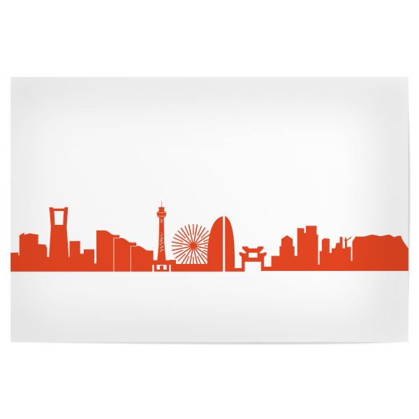 Poster "YOKOHAMA 03 Monochrom Tangerine" artboxONE - Städte,Reise,Abstrakt,Architektur,Reise / Länder