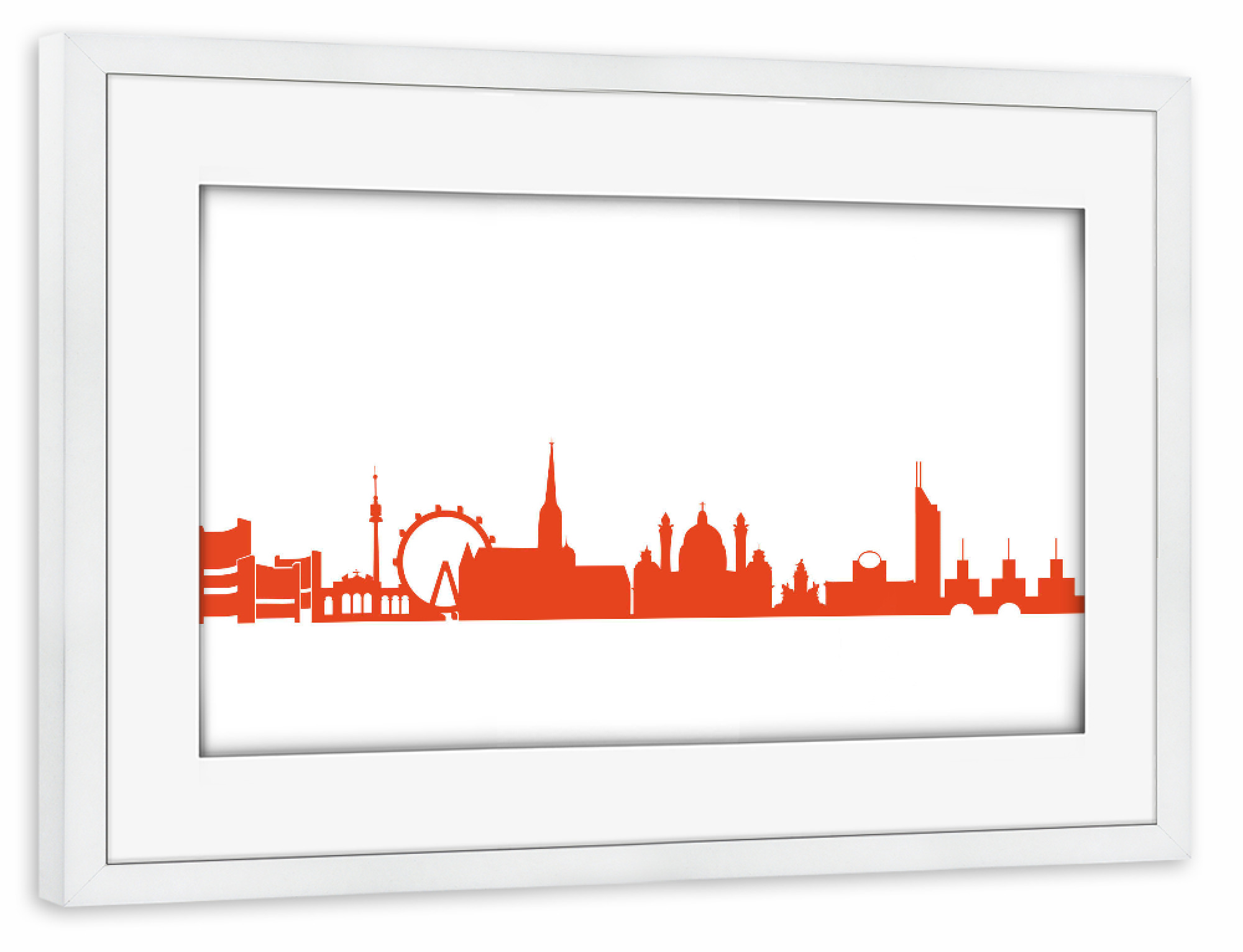 Poster mit Rahmen weiß "VIENNA 03 Monochrom Tangerine" artboxONE - Städte,Reise,Abstrakt,Architektur,Reise / Länder,Städte / Wien