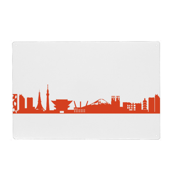 Holzbild "TOKYO 03 Monochrom Tangerine" artboxONE - Städte,Reise,Abstrakt,Reise / Länder,Städte / Tokio
