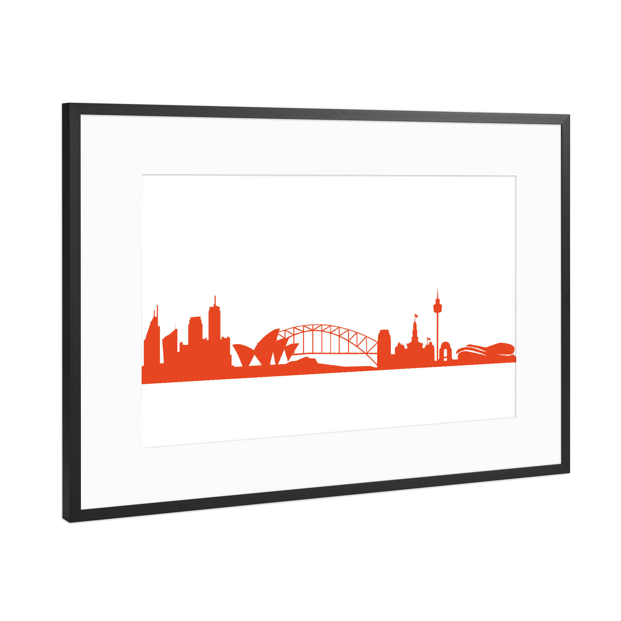 Poster mit Rahmen Schwarz (Metallic) "SYDNEY 03 Monochrom Tangerine" artboxONE - Städte,Reise,Abstrakt,Architektur,Reise / Länder,Städte / Sydney