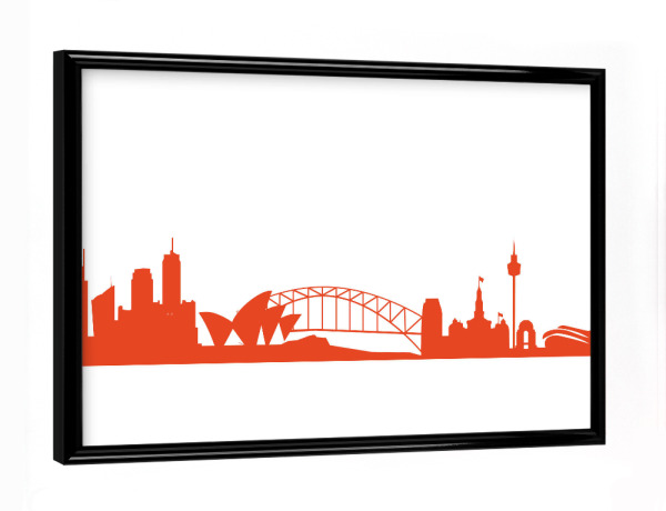 Poster mit schwarzem Rahmen "SYDNEY 03 Monochrom Tangerine" artboxONE - Städte,Reise,Abstrakt,Architektur,Reise / Länder,Städte / Sydney