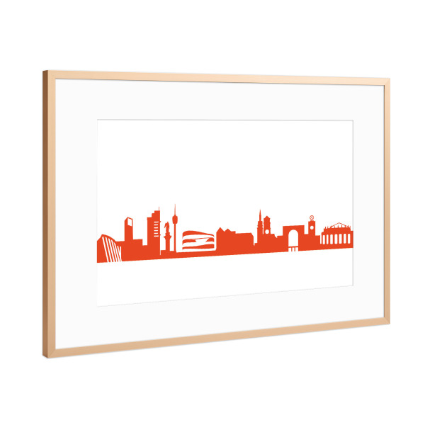 Poster mit Rahmen Kupfer "STUTTGART 03 Monochrom Tangerine" artboxONE - Städte,Reise,Abstrakt,Architektur,Städte / Stuttgart
