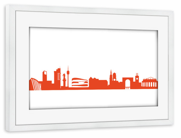 Poster mit Rahmen weiß "STUTTGART 03 Monochrom Tangerine" artboxONE - Städte,Reise,Abstrakt,Architektur,Städte / Stuttgart