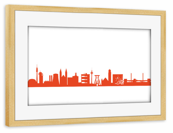 Poster mit Rahmen kiefer "RUHRPOTT 03 Monochrom Tangerine" artboxONE - Städte,Reise,Abstrakt,Architektur,Reise / Länder